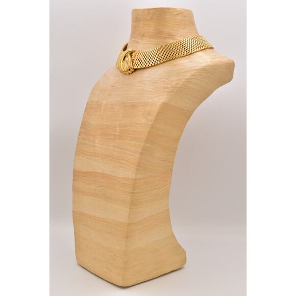 Vintage Chunky Choker Collar Necklace Heavy Thick Chain Gold Tone 1980s Bin6A - Picture 8 of 12